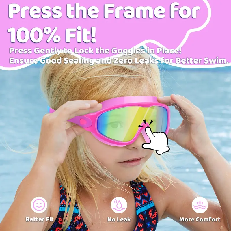 2 Pack Kids Swim Goggles for 3-15 UV Protection Anti-Fog Pool Water, Swimming Goggles with Earplugs Nose Clip For Boys Girls Youth Toddler summerwins