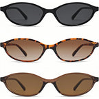 〖Summer Vibes〗3 PCS Retro Oval Sunglasses for Women Chic Cat Eye 90s Sunnies Lightweight Narrow Shades Trendy UV Protection Sunglasses Vintage Rich Girl Sunglasses Women Sunglasseswomen summerwins